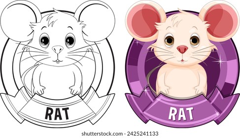 Two stylized cartoon rats in circular frames.