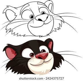 Two stylized cat faces