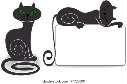 two stylized cat for your design