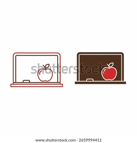 Two stylized chalkboards with apples and chalk pieces, one white and one brown.