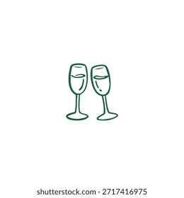 Dos copas de champán estilizadas con líquido, un símbolo de celebración