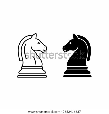 Two stylized chess knight pieces, one black, one white, face each other.