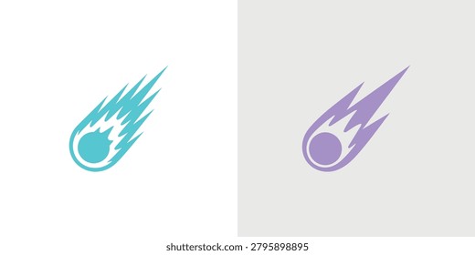 Two stylized comets in vibrant teal and purple colors streaking through space with glowing trails representing speed and energy