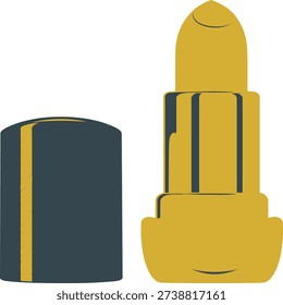 Two stylized cosmetic items resembling a lipstick and a cylindrical container Vector