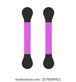 Two stylized cotton swabs with a violet center