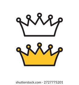 Two stylized crowns in black and gold with regal details