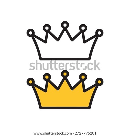 Two stylized crowns in black and gold with regal details