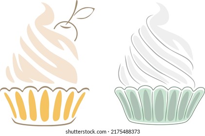 Two stylized cupcakes. Icons for design. Vector