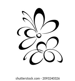 two stylized decorative flowers without stem. graphic decor