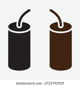 Two stylized dynamite sticks with fuses, presented in black and brown colors