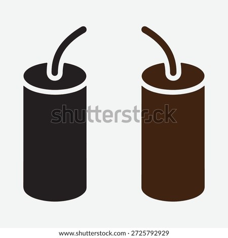 Two stylized dynamite sticks with fuses, presented in black and brown colors
