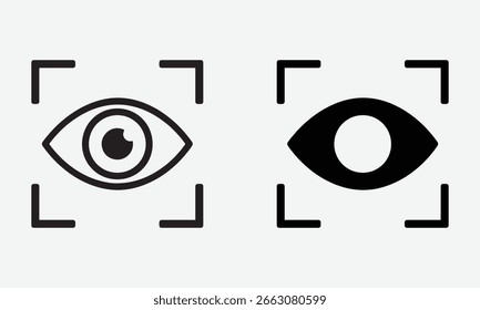 Dois ícones de olho estilizados dentro de quadros de digitalização