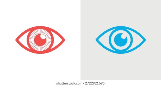 Dos ojos estilizados, uno rojo y otro azul, presentados en un estilo gráfico simple y limpio.
