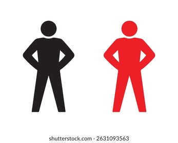 Duas figuras estilizadas, preto e vermelho, representam personalidades contrastantes.