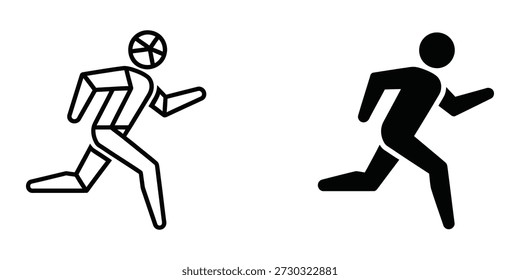 Dos figuras estilizadas corriendo, una en blanco y otra en negro, representadas en un estilo de silueta minimalista.