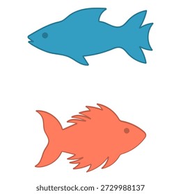 Conjunto de ilustración de dos peces estilizados