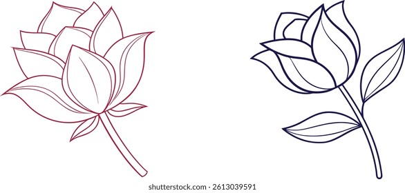 Two Stylized Floral Illustrations In Vector Format Perfect For Design Templates