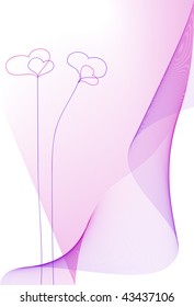 Two stylized flowers in the form of hearts on abstract background