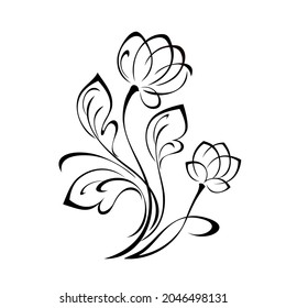 dos flores estilizadas con pétalos grandes sobre tallos con hojas. decoración gráfica