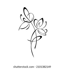 dos flores estilizadas sobre tallos con rizo. decoración gráfica