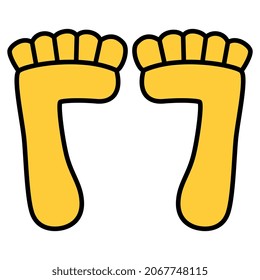 Two stylized funny human feet or bare footprints. Native American motif from Mexican codex.
