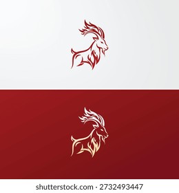Dos logotipos de cabra estilizados, uno en rojo y otro en blanco, sobre fondos contrastantes.