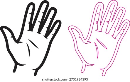 Zwei stilisierte Hände ein schwarzes und ein rosa Symbol für Unterstützung oder Uneinigkeit Illustration
