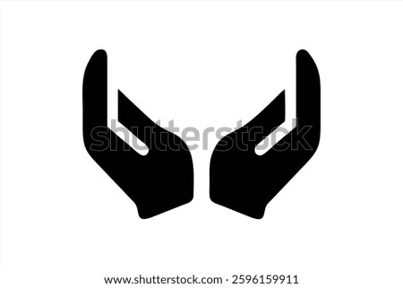 Two stylized hands are shown in a gentle upward position, representing support, care, and compassion. This vector illustration conveys a message of unity and strength in helping others.