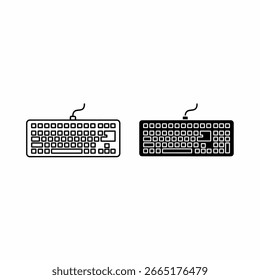 Se muestran dos teclados estilizados, uno en contorno y el otro en negro sólido.