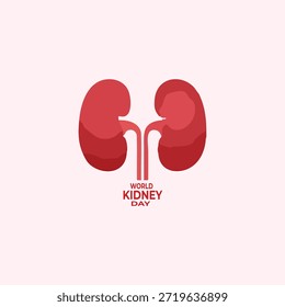 Two stylized kidneys with ureters and "World Kidney Day" text on light pink background