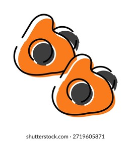 Dos estilizadas cabezas de koala con un diseño abstracto de arte lineal con un vibrante relleno naranja, que representa formas animales simplificadas adecuadas para la marca o los activos digitales