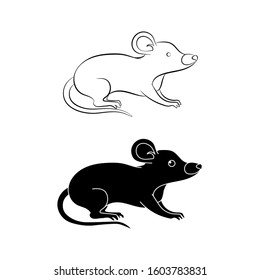 Two Stylized Mouse Images Silhouette Line Stock Vector (Royalty Free