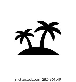 Two stylized palm trees standing on a small hill isolated on transparent background