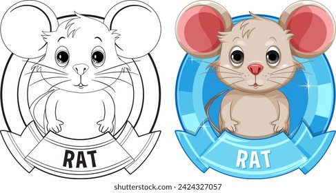 Two stylized rats, one sketched, one colored.