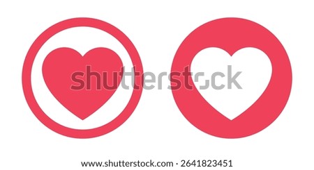 Two stylized red heart icons are displayed on a white background. One heart is filled-in, the other is outlined with a red border. These icons may represent affection and appreciation.