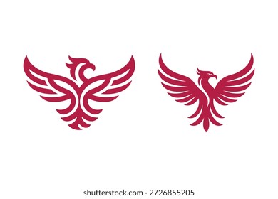 Dos logotipos de Phoenix rojo estilizados