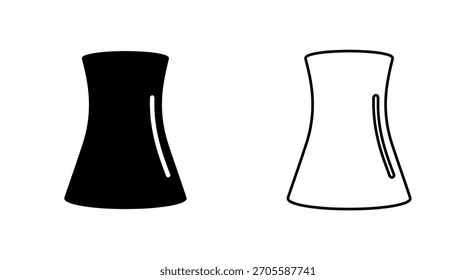 Dos siluetas estilizadas, como ilustraciones de torres de enfriamiento, una negra y otra blanca, sobre un fondo liso.