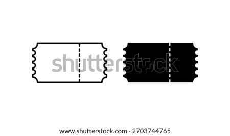 Two stylized ticket icons, one outlined and one solid black, representing entry or admission for events and entertainment.