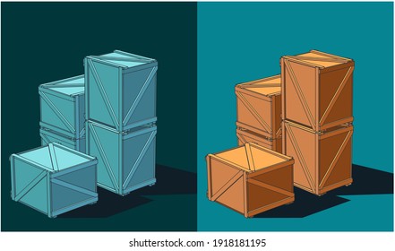 Dos ilustraciones vectoriales estilizadas de cajas de envío