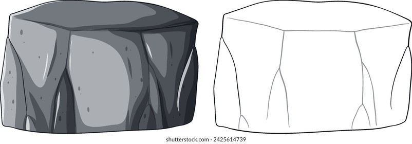 Two stylized vector stones in grayscale tones