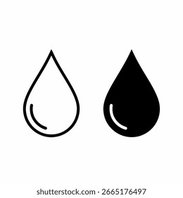 Dos iconos estilizados de gotas de agua, uno delineado y otro negro sólido, uno al lado del otro.