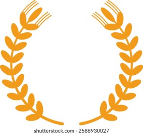 Two stylized wheat stalks are forming a semicircle framing an empty space, creating a simple yet elegant design with potential use in various contexts related to agriculture, food, or nature