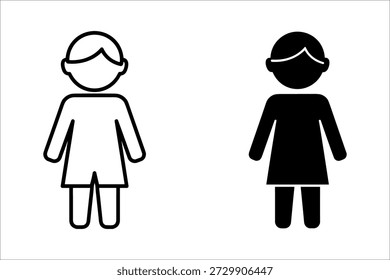 Dos figuras de mujeres estilizadas con diferentes colores de cabello de pie lado a lado en blanco y negro dos mujeres