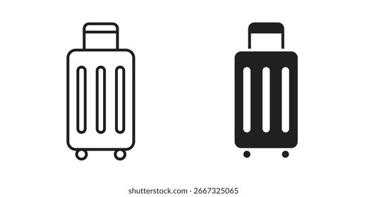Dois ícones de mala: uma arte vetorial, uma cor preta. Perfeito para viagens, bagagem ou temas de férias. Isolado no branco.