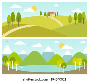 two summer landscape banners