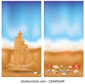 Two summer sea banners, vector illustration