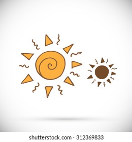 Two sun. isolated on white background. vector