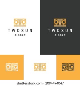 Two Sun logo icon design template 