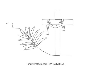 Two Sunday palm symbols. palm Sunday one-line drawing