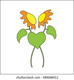 Two sunflowers on the white background.